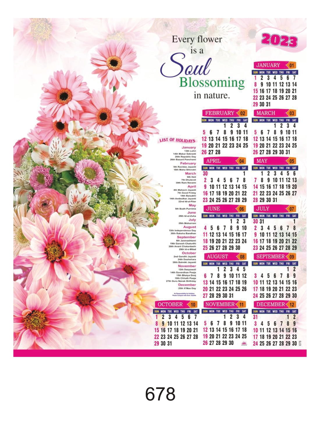 678 Art Paper Calendars Jalan Diary