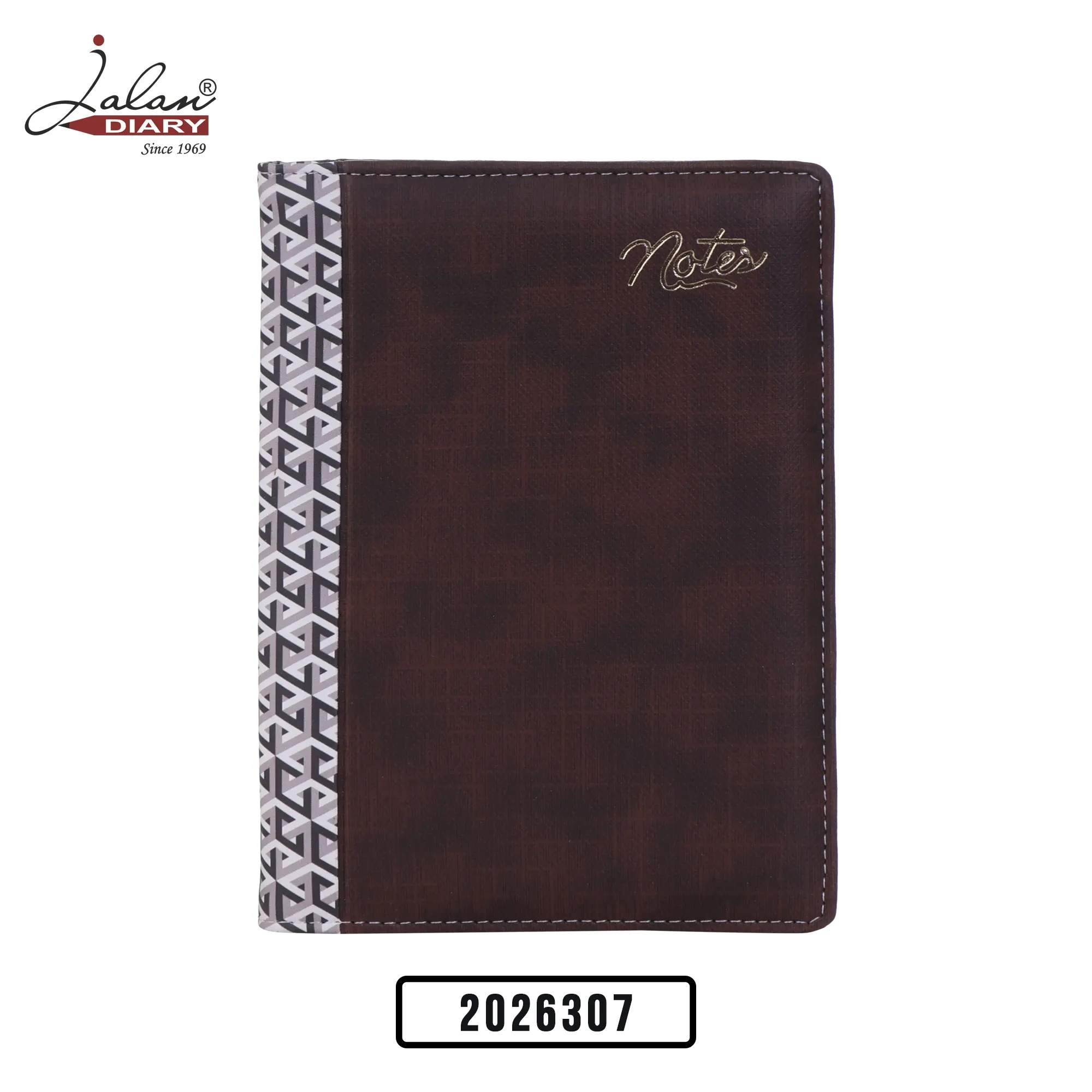 Elegant Brown Executive Notebook with Patterned Spine | Jalan Diary