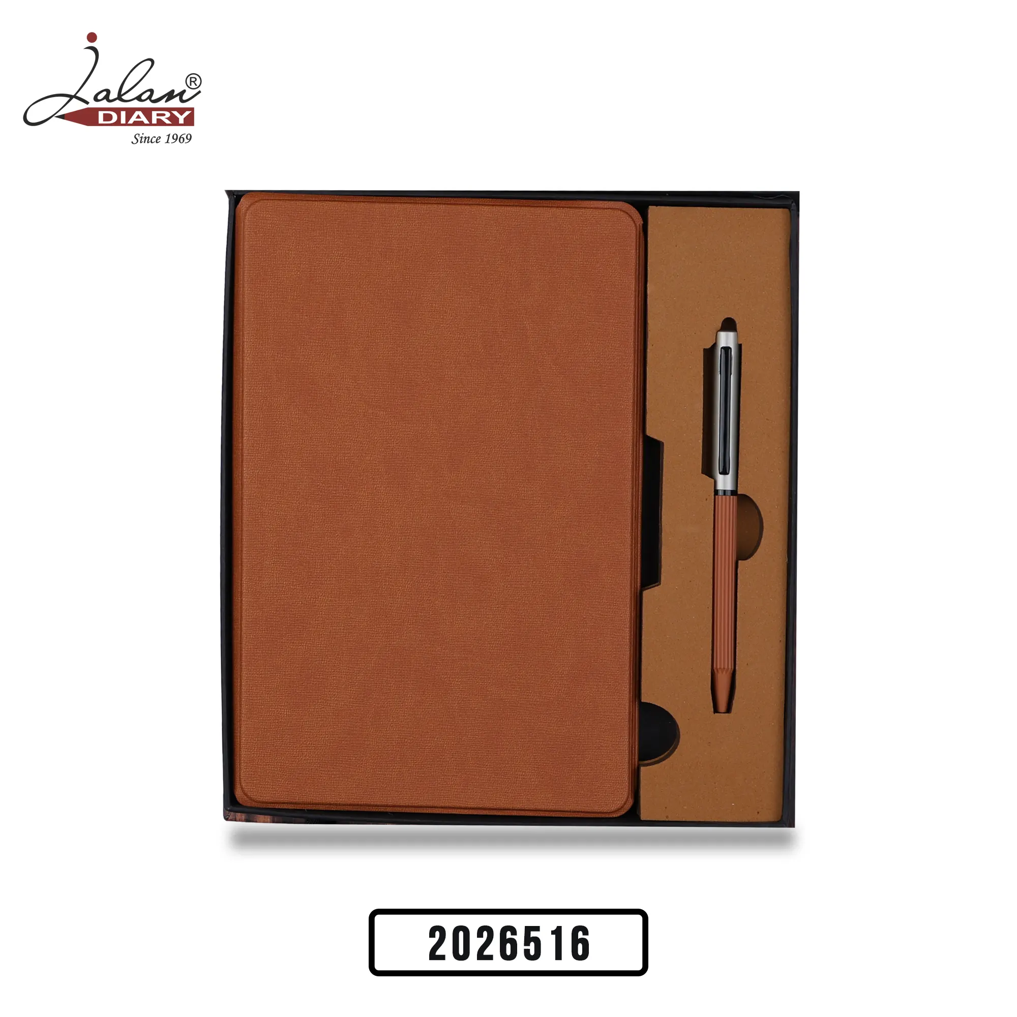 Premium Executive Notebook & Pen Gift Set – A5 Tan Canvas Notebook with Twisting Metal Pen