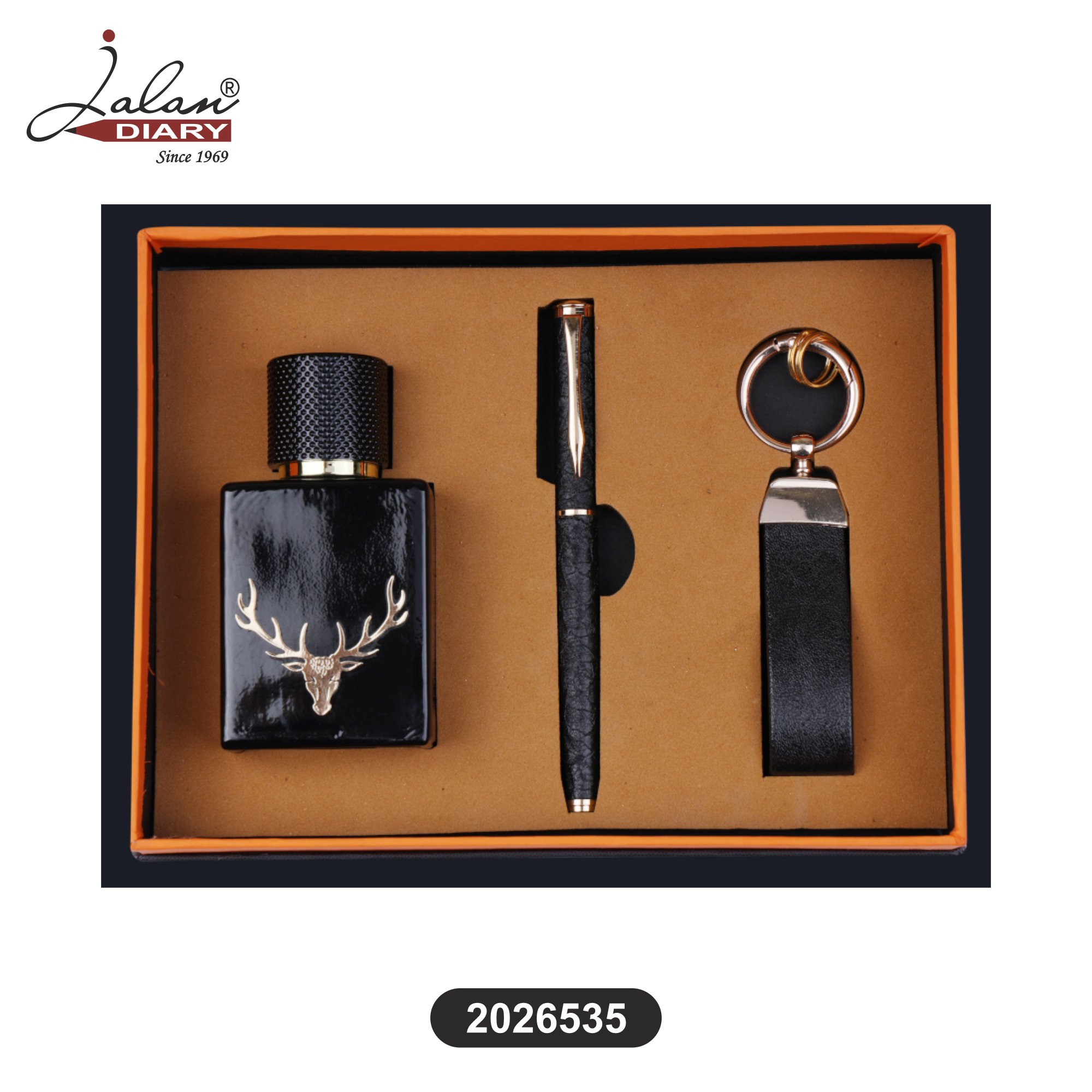 Premium Luxury Gift Combo Set – Perfume, Metal Pen & Keychain