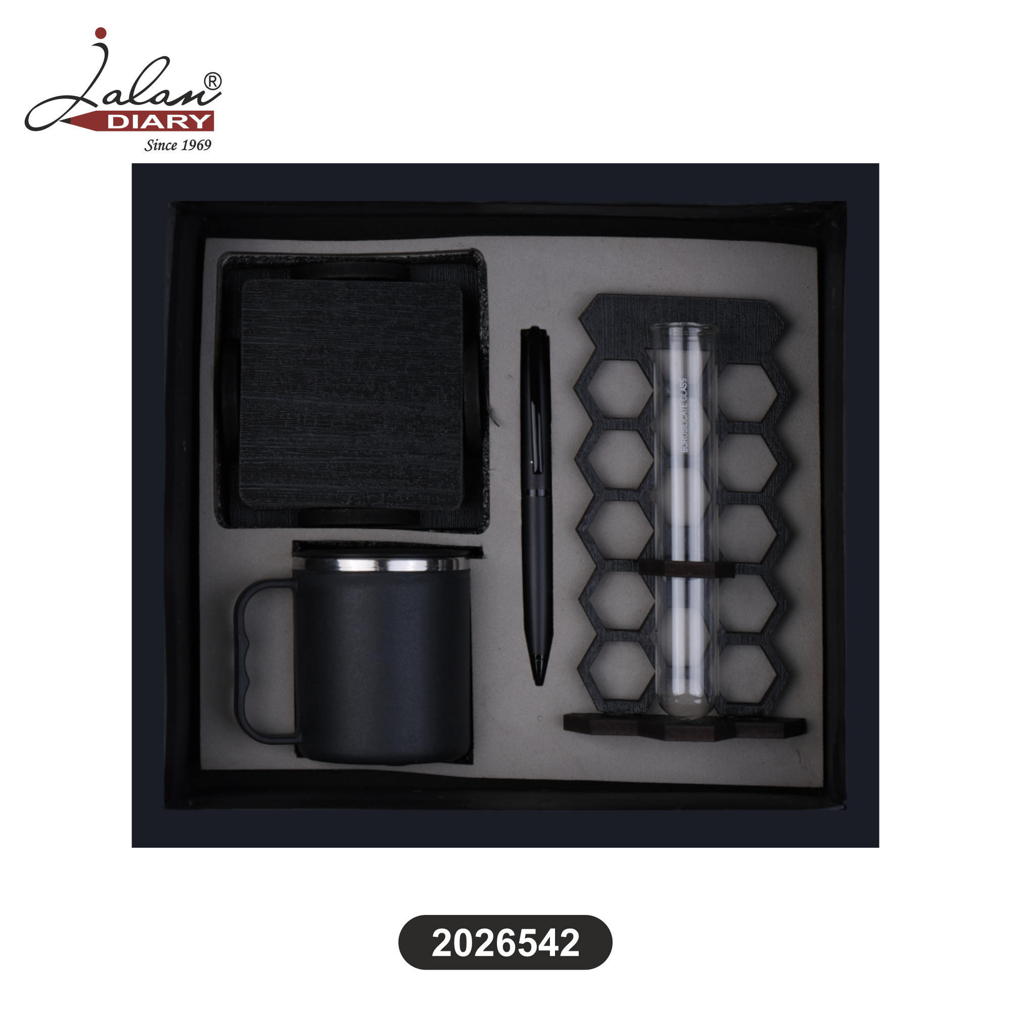 Premium Four-in-One Corporate Gift Set – Wooden Planter with Tube, Metal Pen, Coffee Mug & Wooden Coaster