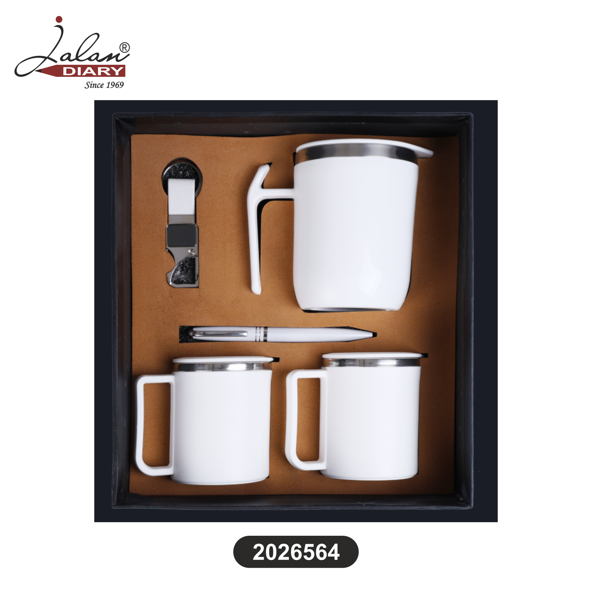 Premium Four-in-One Corporate Gift Set – Coffee Mug Set, Metal Pen & Dog Hook Keychain